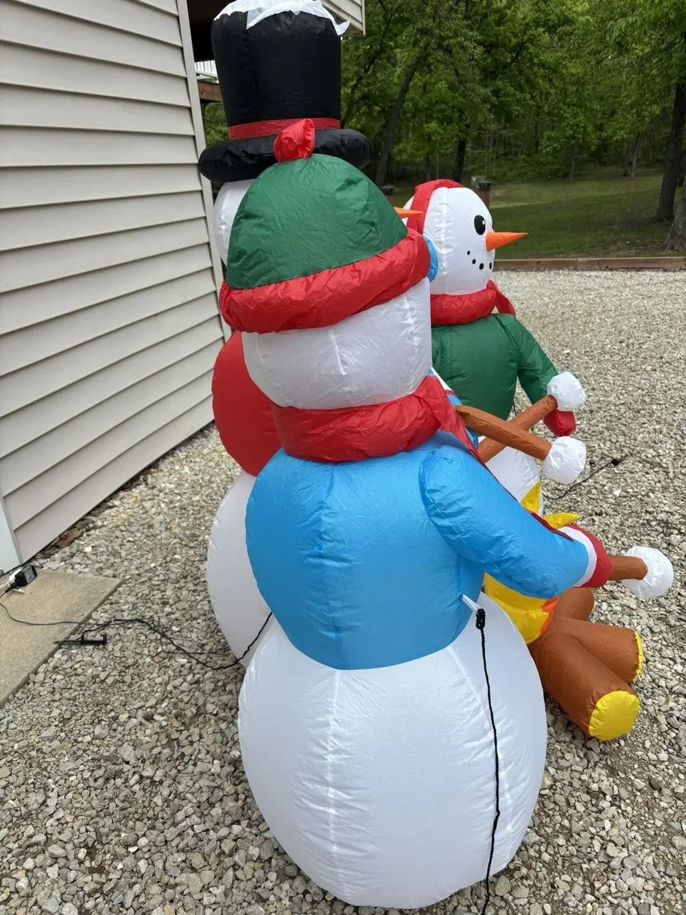 Christmas Inflatable Snowman Family Roasting Marshmallows 5 FT Holiday